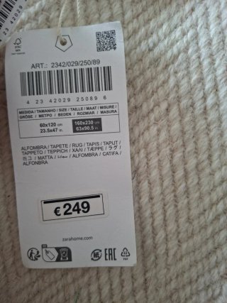 Alfombra Zara Home Cruda Sin Estrenar