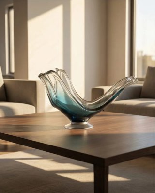 Centro de mesa cristal azul vintage