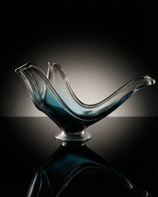 Centro de mesa cristal azul vintage