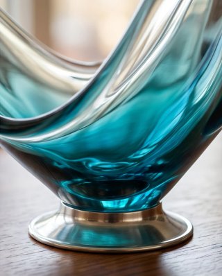 Centro de mesa cristal azul vintage