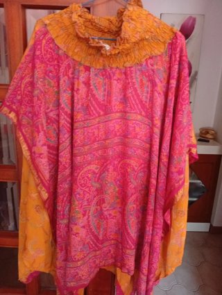 Falda naranja y rosa talla única