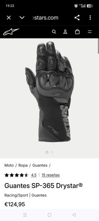Guantes Moto Alpinestars SP-365 Drystar Talla L