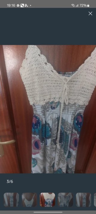 Vestido largo marca Defox. Beig y multicolor.