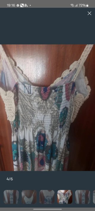 Vestido largo marca Defox. Beig y multicolor.