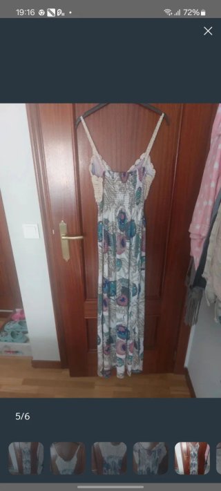 Vestido largo marca Defox. Beig y multicolor.