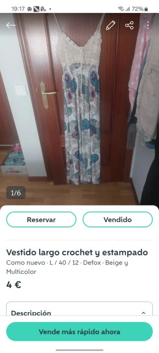 Vestido largo marca Defox. Beig y multicolor.