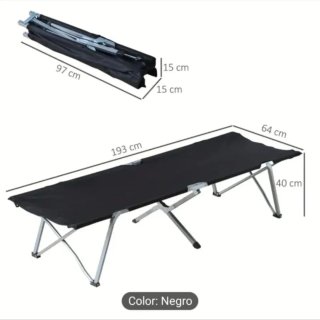 2 Camas Plegables Camping Negras