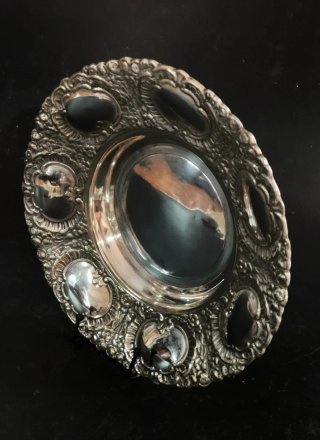 Bandeja antigua de metal plateado Orbisa MTL, 70's