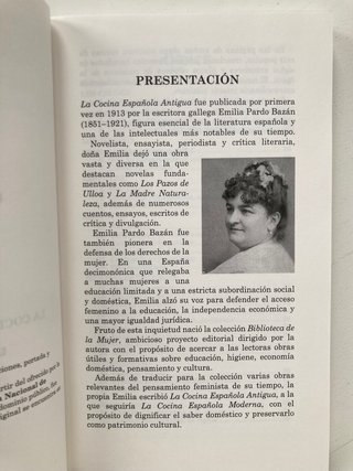 LIBRO COCINA ESPAÑOLA ANTIGUA, EMILIA PARDO BAZÁN