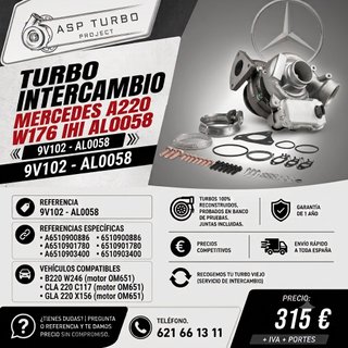 Turbo Intercambio Mercedes A220 IHI 9V102-AL0058