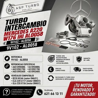 Turbo Intercambio Mercedes A220 IHI 9V102-AL0058