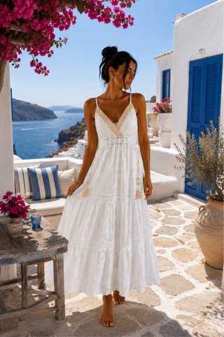 Vestido Ibicenco Blanco Talla Única