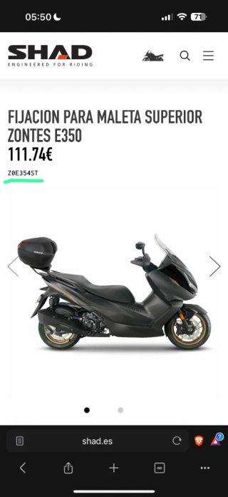 Fijación para maleta superior Zontes E350