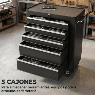 Carro de herramientas 5 cajones con ruedas