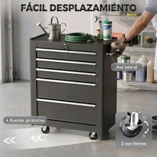 Carro de herramientas 5 cajones con ruedas