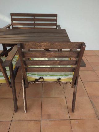 Mesa y 2 Sillas de Terraza Madera