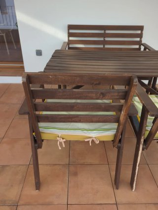 Mesa y 2 Sillas de Terraza Madera
