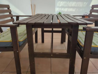 Mesa y 2 Sillas de Terraza Madera