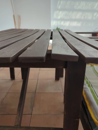Mesa y 2 Sillas de Terraza Madera