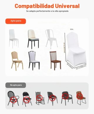 50 Fundas Elásticas para Sillas Blancas