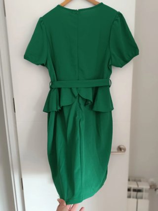 Vestido mujer XXXL verde elegante cinturón manga