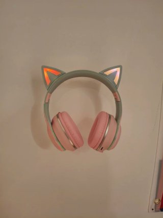 Auriculares diadema orejas gato pastel