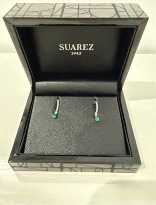 Pendientes Suárez Oro Blanco Esmeralda