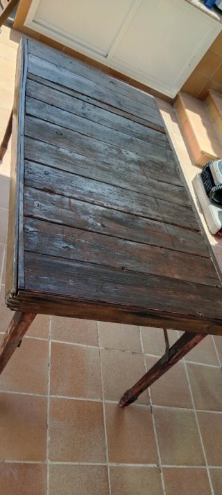 Mesa de jardín madera y metal 149x80cm x 72,5 cm