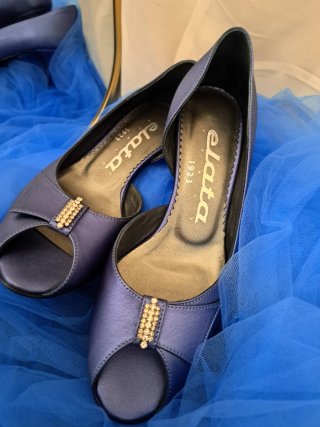 Scarpe tacco open toe viola con strass