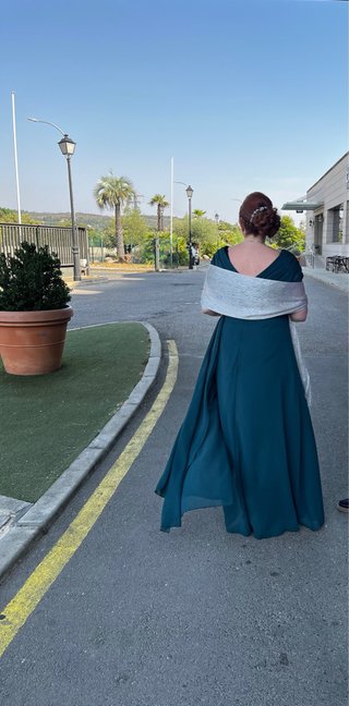 Vestido de fiesta verde azulado