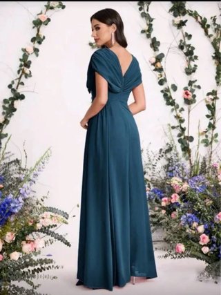 Vestido de fiesta verde azulado