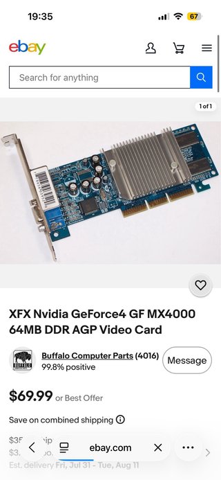 Tarjeta Gráfica XFX nvidia geforce4 MX4000 64MB