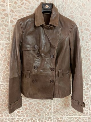 Giacca donna doppio petto vera pelle vintage
