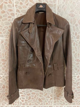 Giacca donna doppio petto vera pelle vintage