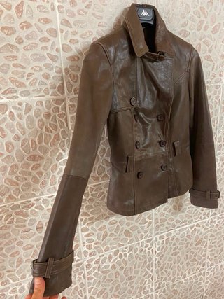Giacca donna doppio petto vera pelle vintage