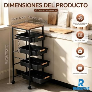 Carro Cocina 5 Estantes con Ruedas