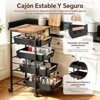 Carro Cocina 5 Estantes con Ruedas