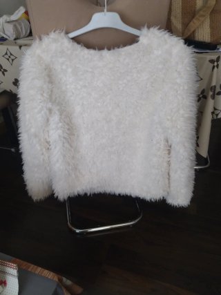 Abrigo pelo blanco niña H&M. 10-12 años.