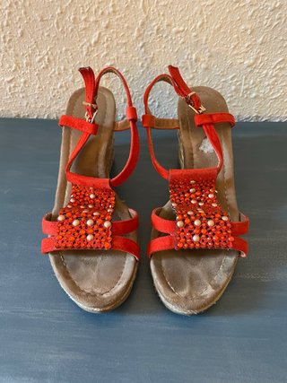 Sandalias Naranjas con pedreria