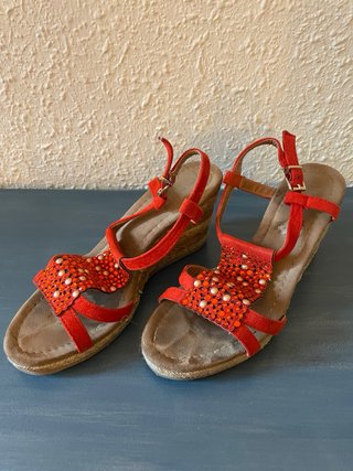 Sandalias Naranjas con pedreria