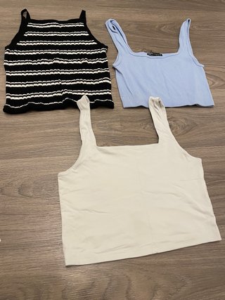 Lote 3 Tops S/M Negro, Azul, Blanco
