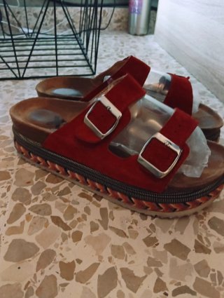 Sandalias plataforma rojas mujer