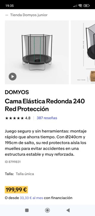 Cama elástica casi sin uso.