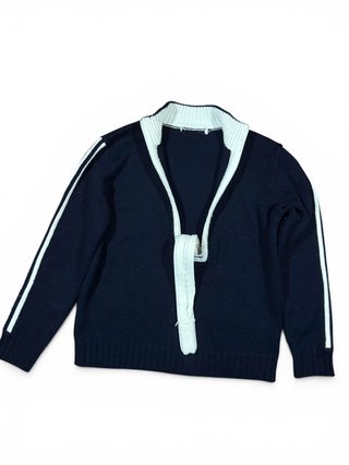 Dolce & Gabbana Ribbed HalfZip Stripe Knit Sweater