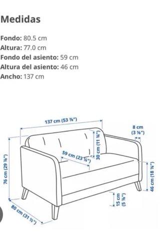 Sofá 2 plazas Linanas Ikea Negro