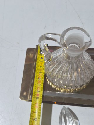 Juego Vinagreras Cristal y Metal Dorado
