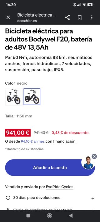 Bicicleta Eléctrica Bodywel F20