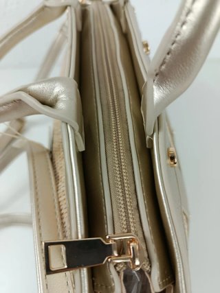 Capazo Rafia Beige y Plateado