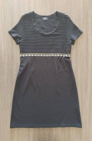 Vestido negro elegante punto roma elástico