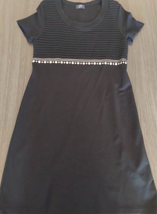 Vestido negro elegante punto roma elástico